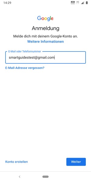 Geben Sie Ihre Gmail Adresse ein und wählen Sie Weiter