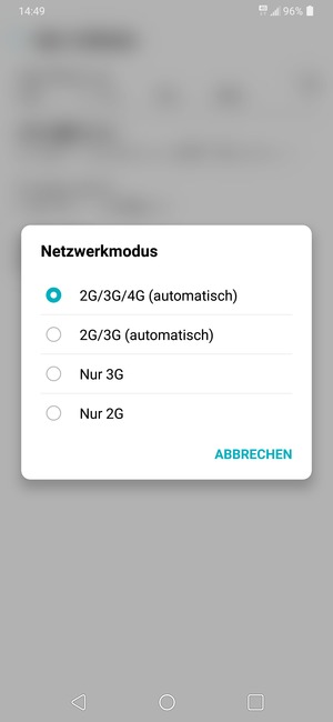 Wählen Sie die gewünschte Option