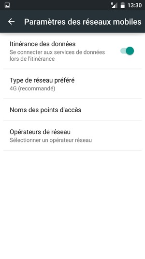 Activer ou désactiver Itinérance des données