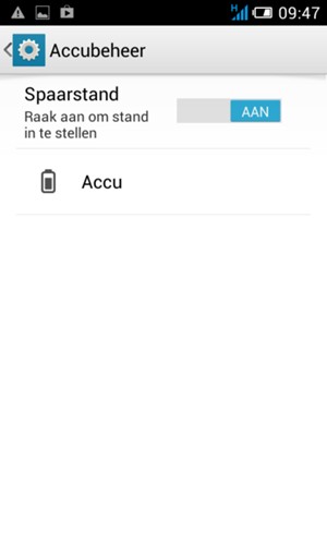 Selecteer Spaarstand