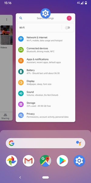 Swipe apps up to close them