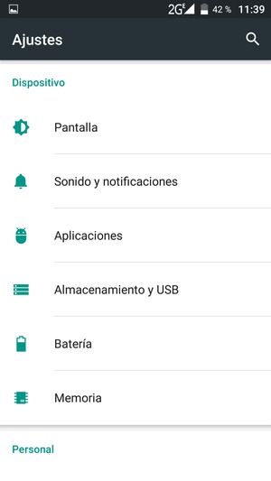 Desplácese y seleccione Batería