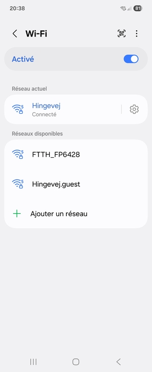 Vous êtes maintenant connecté au réseau Wi-Fi