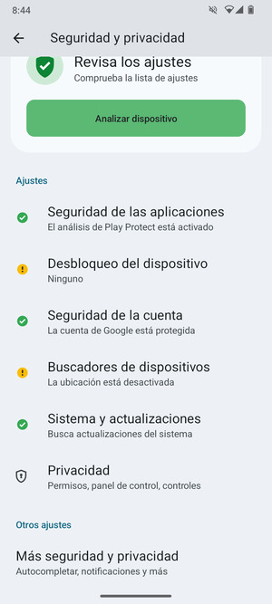 Para cambiar el PIN de la tarjeta SIM,  vaya al menú Seguridad y privacidad y  seleccione Más seguridad y privacidad