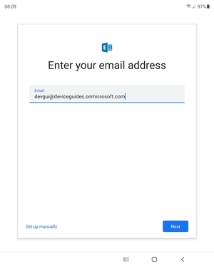 Enter your Email address and  select Set up manually