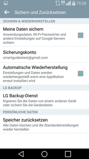 Wählen Sie Sicherungskonto