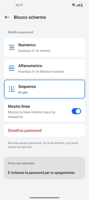 Il tuo telefono è ora protetto dal blocco schermo