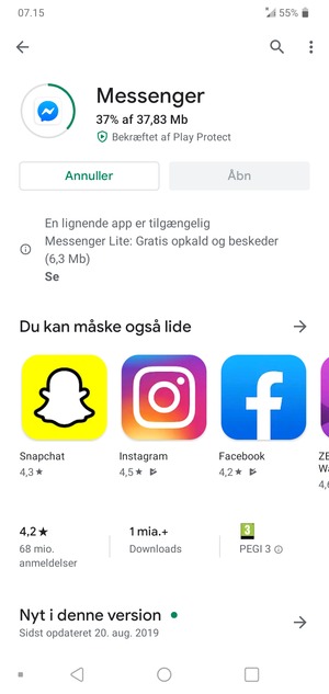 Afvent at installeringen er afsluttet