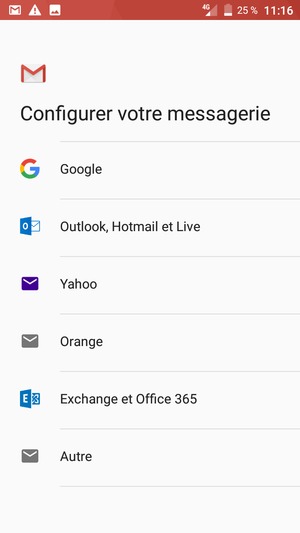 Sélectionnez Outlook, Hotmail et Live