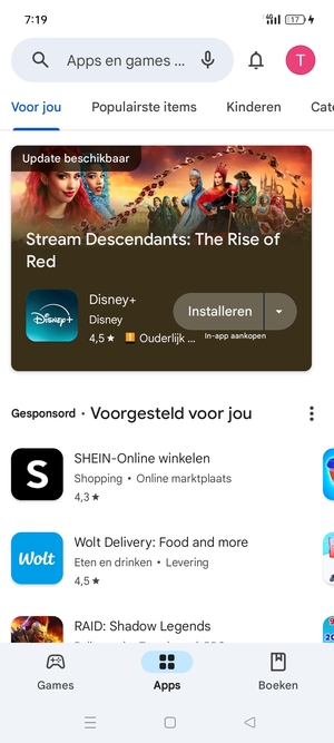 Selecteer de zoekbalk