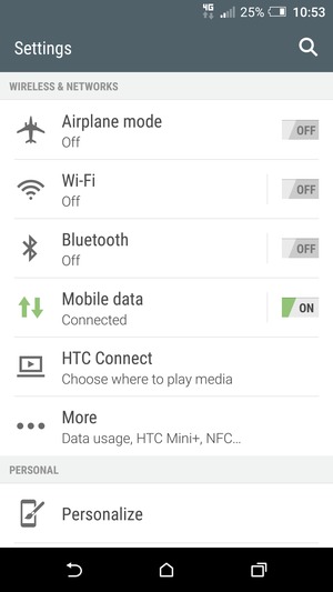 Select Mobile data
