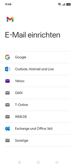 Wählen Sie Outlook, Hotmail und Live
