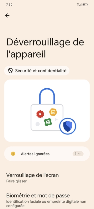 Sélectionnez Verrouillage de l'écran