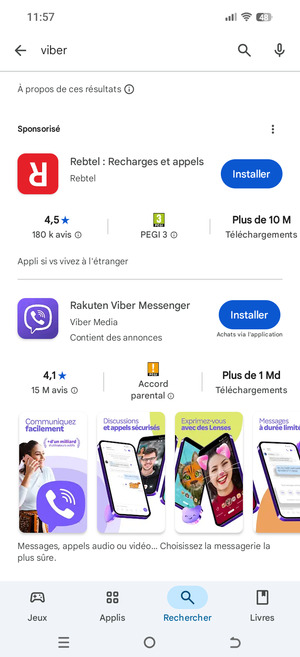 Sélectionnez l'appli