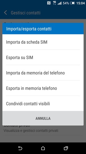 Seleziona Importa da scheda SIM