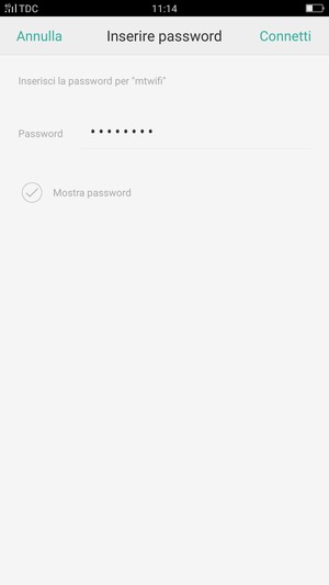 Inserisci la password del Wi-Fi e seleziona Connetti
