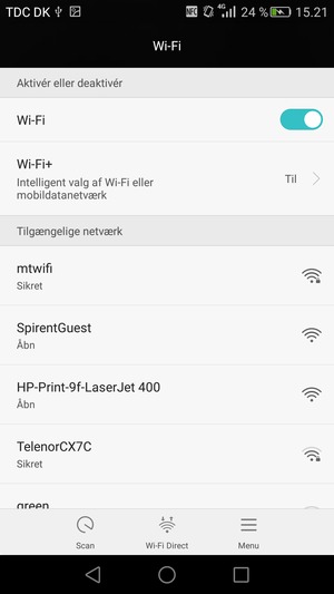 Vælg det trådløse netværk, du ønsker at oprette forbindelse til