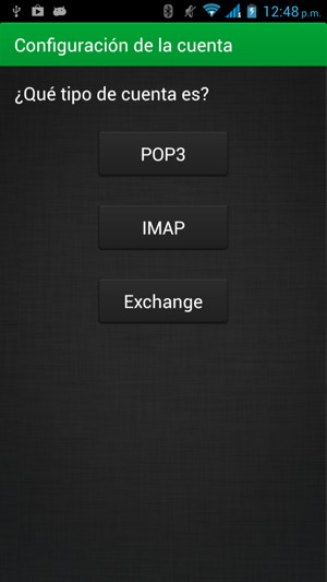 Seleccione POP3 o IMAP