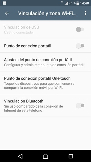 Seleccione Ajustes del punto de conexión portátil