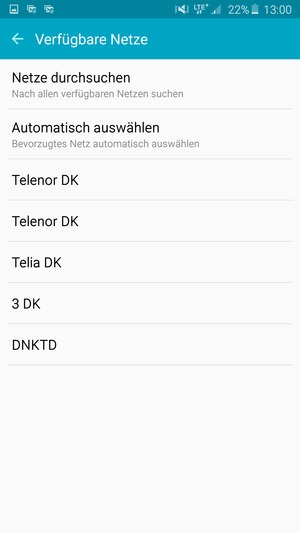 Wählen Sie einen Netzbetreiber von der Liste