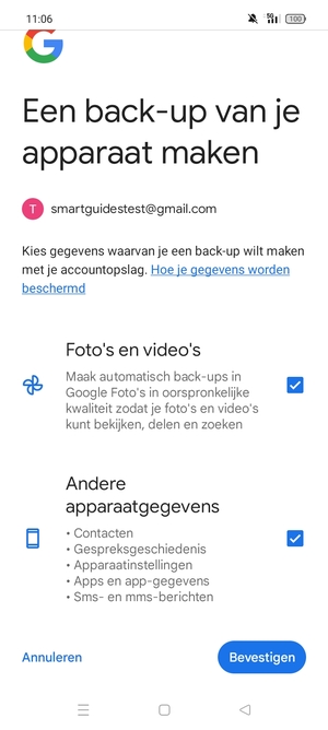 Selecteer uw voorkeursopties en selecteer Bevestigen