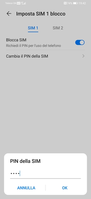 Inserisci Antico PIN della SIM e seleziona OK