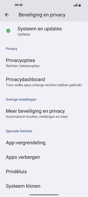 Scroll naar en selecteer Meer beveiliging en privacy