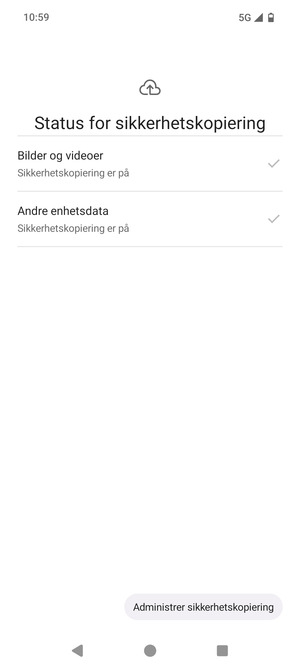 Velg Administrer sikkerhetskopiering