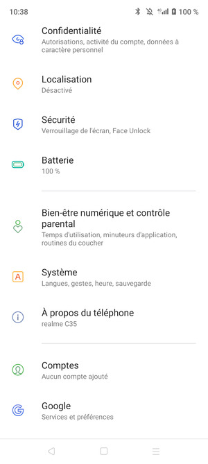 Faites défiler et sélectionnez Système