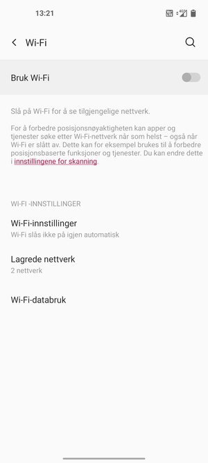 Slå på Bruk Wi-Fi