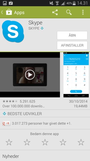 Vælg ÅBN