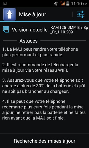 Sélectionnez Recherche des mises à jour