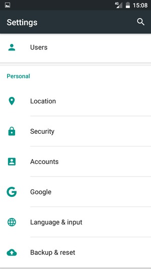 Scroll to and select Security