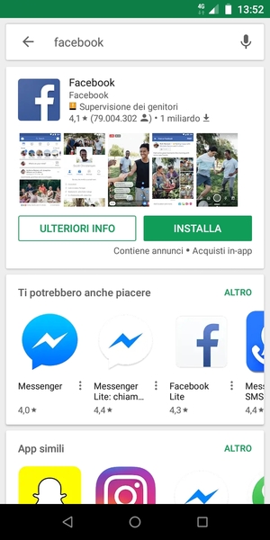 Seleziona l'applicazione