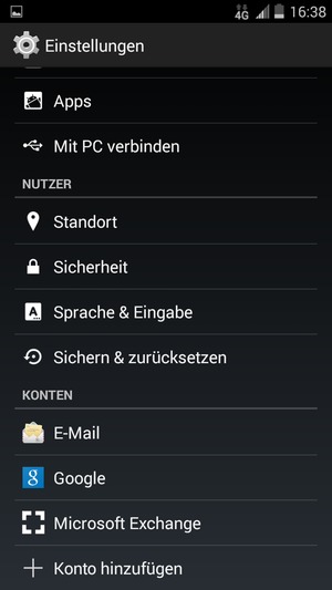 Scrollen Sie und wählen Sie Sicherheit