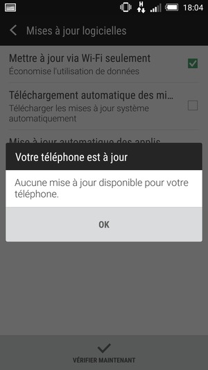 Si votre téléphone est à jour, sélectionnez OK.