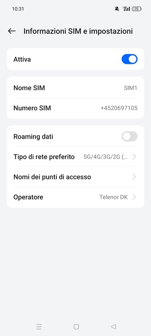 Per modificare la rete, in presenza di problemi, seleziona Operatore