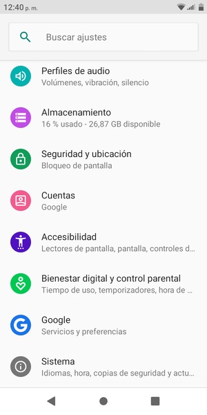 Desplácese y seleccione Seguridad y ubicación