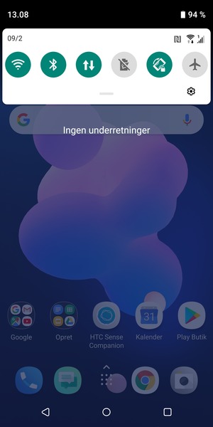 Aktiver topmenuen