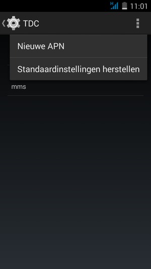 Selecteer de Menu-knop en selecteer Nieuwe APN