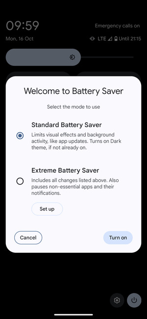 Select Turn on