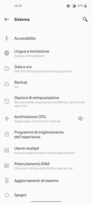 Seleziona Backup