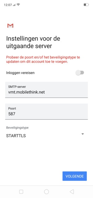 Selecteer Beveiligingstype
