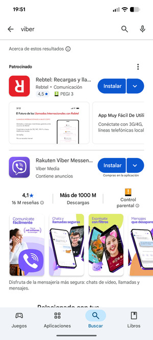 Seleccione la aplicación
