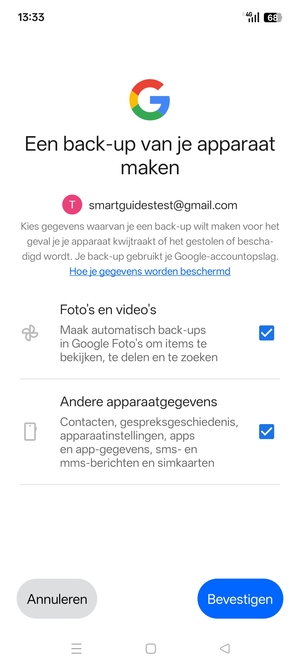 Selecteer uw voorkeursopties en selecteer Bevestigen