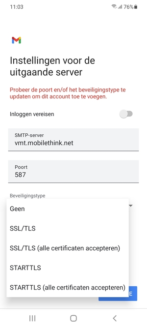 Selecteer Geen