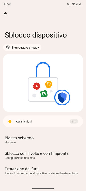 Seleziona Blocco schermo