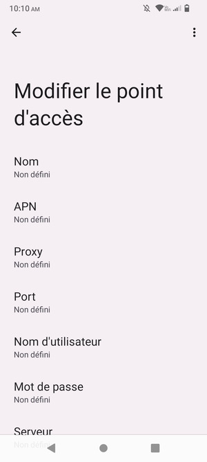 Saisissez les informations Internet