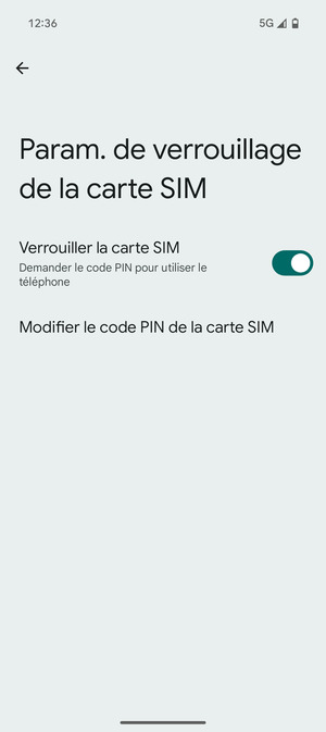 Sélectionnez Modifier le code PIN de la carte SIM