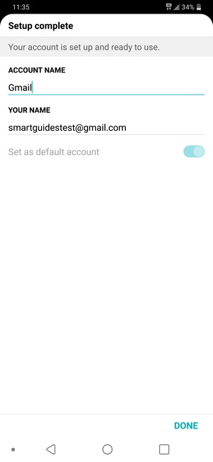 Give your account a name and enter your name. Select DONE